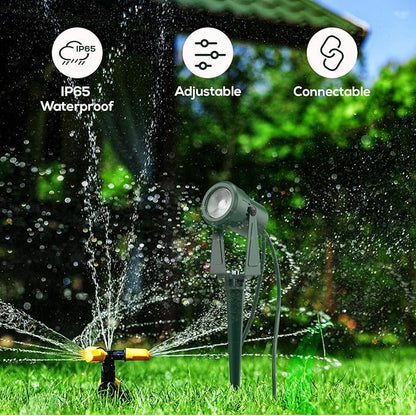 SUNTHIN Outdoor Landscape Lighting, 4 Pack Outdoor Spot Lights with 4 Colorful Lens and Power Supply, Green Shell, IP65 Waterproof & Connectable