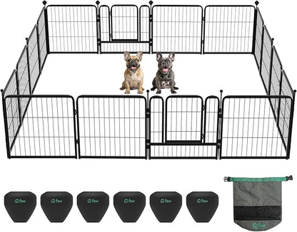 FXW Instant Unleashed Dog Playpen, Portable Pet Fence for Outdoor, RV Trips, and Camping, 24 inch, 16 Panels for Puppy and Small Dogs with RV Protector Ball (Pack of 6│Patented