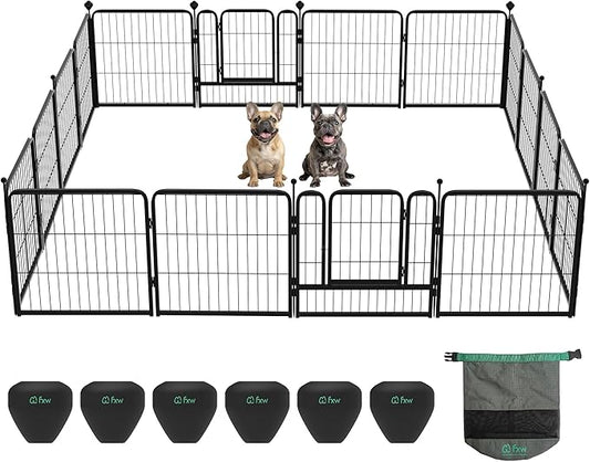 FXW Instant Unleashed Dog Playpen, Portable Pet Fence for Outdoor, RV Trips, and Camping, 24 inch, 16 Panels for Puppy and Small Dogs with RV Protector Ball (Pack of 6│Patented