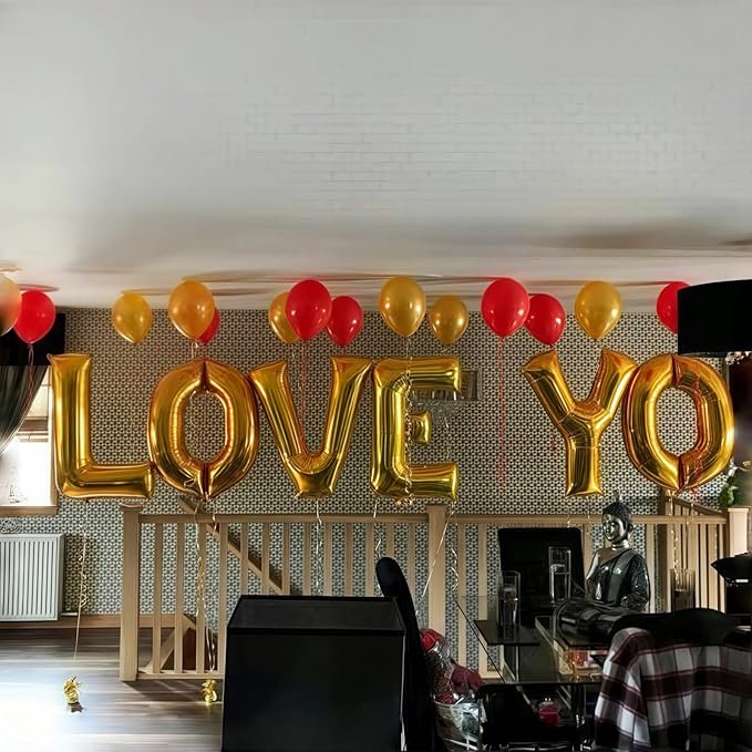 Gold Alphabet Balloons, 40 Inch Custom Name Balloons, Self Inflating Helium Foil Letters for Men Birthday Party Decorations
