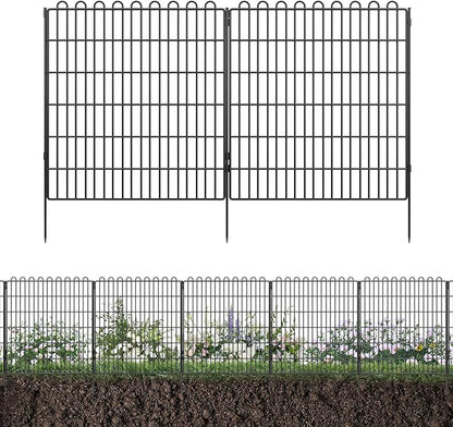 Decorative Garden Fence 5 Panels 11.8ft (L)×32in (H) Animal Barrier for Yard, Patio, Garden Borders, No-Dig Outdoor Fencing with Rustproof Metal Panels, Temporary Ground Stakes for Dogs, Rabbit