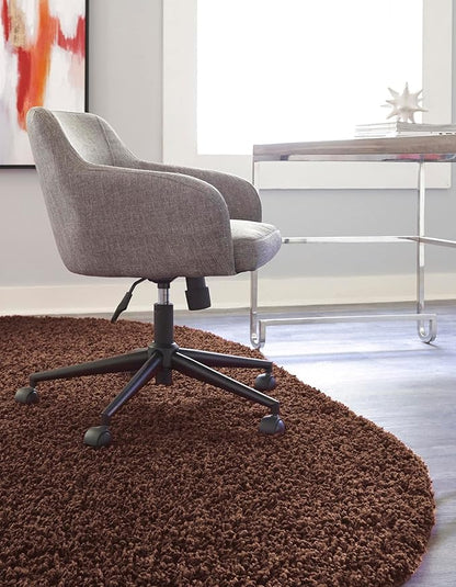 Unique Loom Solid Shag Collection Area Rug (8' x 10' Oval, Chocolate Brown)
