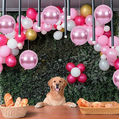10 pcs Light Pink 4D balloon, 10 inch Foil Mylar Sphere Balloon for Birthday Party,Wedding,Valentine's Day, Christmas,Baby Shower Decoration Supplies