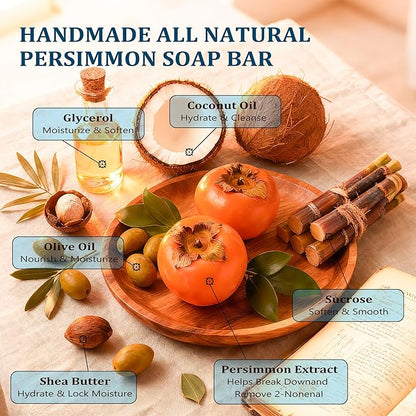120g Persimmon Soap for Old People Smell, Natural Persimmon Extract Deodorant Body Wash Soap for Men & Women, Gentle Body Odor Control & Eliminator, All Skin Types