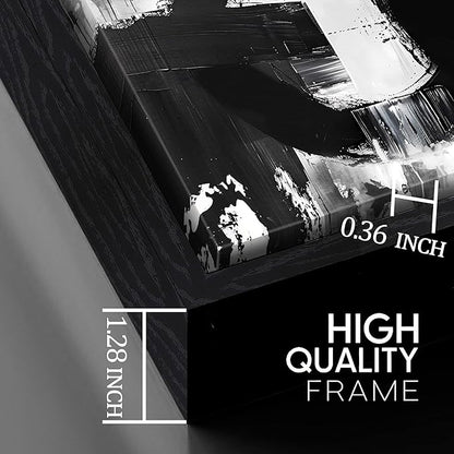 Abstract Canvas Wall Decorations Black Framed Wall Art Black White Artwork for Living Room Poster Pictures for Home Office 29"x 59"