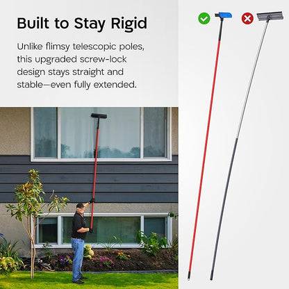 Tyroler Professional Window Squeegee for Home, 12"-110" Long Squeegee for Window Cleaning, 2-in-1 Window Cleaning Squeegee Kit, Indoor & Outdoor Window Cleaner Tool for High Windows & Glass