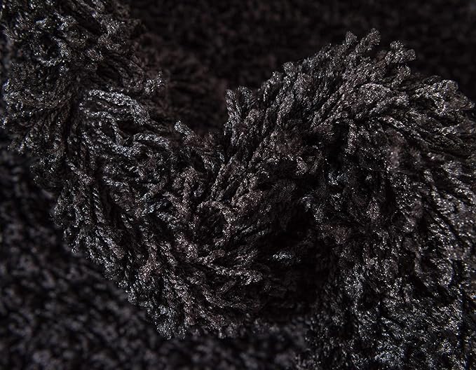 Unique Loom Solid Shag Collection Area Rug (6' 1" x 9' Rectangle, Jet Black)