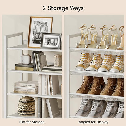 Shoe Rack,10 Tier Metal Shoe Organizer,Max Holds 50 Pairs,Heavy Duty Shoes Shelf for Garage, Entryway, Closet,White