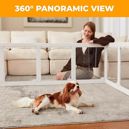 Acrylic Dog Playpen Indoor, Clear Dog Play Pen for Puppies and Small Dogs, Easy Assembly & Clean Puppy Pen (23.6", 12 Panels, White)