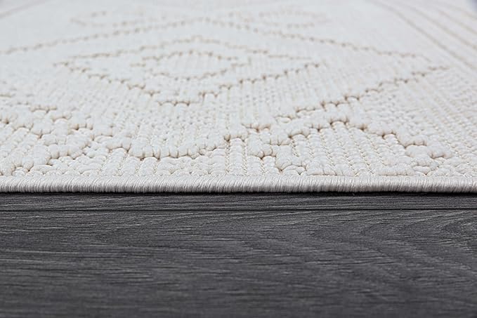 Beverly Rug Micro Loop Large Area Rug White 9x12 Modern Luxury Boho Geometric Durable Indoor Area Rugs for Living Dining Room Office Stain Resistant Non Shedding Casual Indoor Carpet White 9 x 12