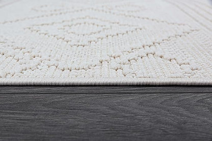 Beverly Rug Micro Loop Area Rug White 6x9 Modern Luxury Soft Boho Geometric Durable Indoor Area Rugs for Living Dining Room Office Stain Resistant Non Shedding Casual Indoor Carpet White 6 x 9