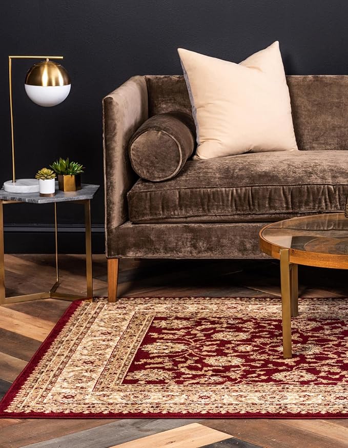 Rugs.com Aditi Collection Rug – 7' x 10' Red Low Rug Perfect for Living Rooms, Large Dining Rooms, Open Floorplans