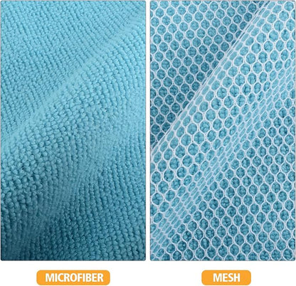 KinHwa Kitchen Washcloths for Dishes Absorbent Microfiber Dish Cloths Quick Dry Dish Rags with Poly Scour Scrub Side Ideal for Kitchen Cleaning (Blue, 7inchx7inch 9 Pack)