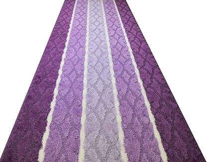 Custom Cut Hallway Runner Rug, Slip Resistant, 31 Inch Wide X Your Choice of Length, Damask Lilac, 31 Inch X 21 feet