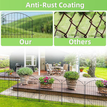 Decorative Garden Fence 24in (H) x20ft (L), 10 Pack No Dig Fence Animal Barrier for Dog, Arched Flower Bed Edging, Wire Border Panel Fencing for Yard Patio Outdoor Decor