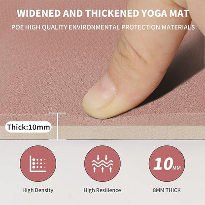 8mm Large Yoga Mat (6'x 4') - Extra Long and Wide 72 x 48 x 0.32 inches, Non-Slip POE Fitness Mat, Eco-Friendly, Thick Wide Exercise Mat for Home Workouts,Ideal for Yoga and Pilates.