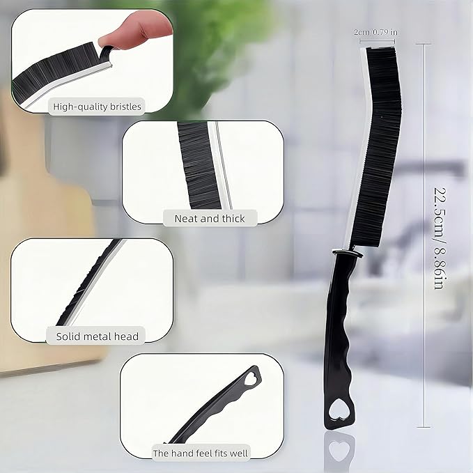 Multi Purpose Hard Bristle Crevice Cleaning Brush, Gap Cleaning Brush, Grout Brush, Kitchen Brush, Bathroom Crevice Brush for Toilet Thin Brush to Clean Tight Spaces (3-pcs)