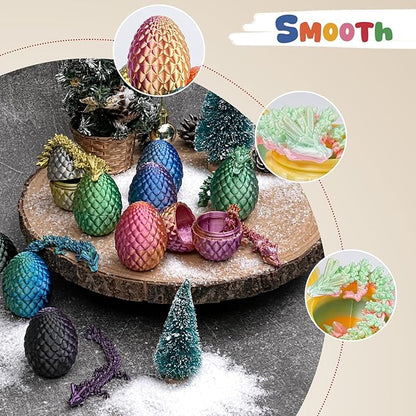 12PCS 3D Printed Dragon Eggs with Mini Dragons Inside – Sensory Fidget Toys for Adults & Kids, Eco-Friendly Egg Paper Packaging, Party Favors, Stress Relief Gifts (Series A)