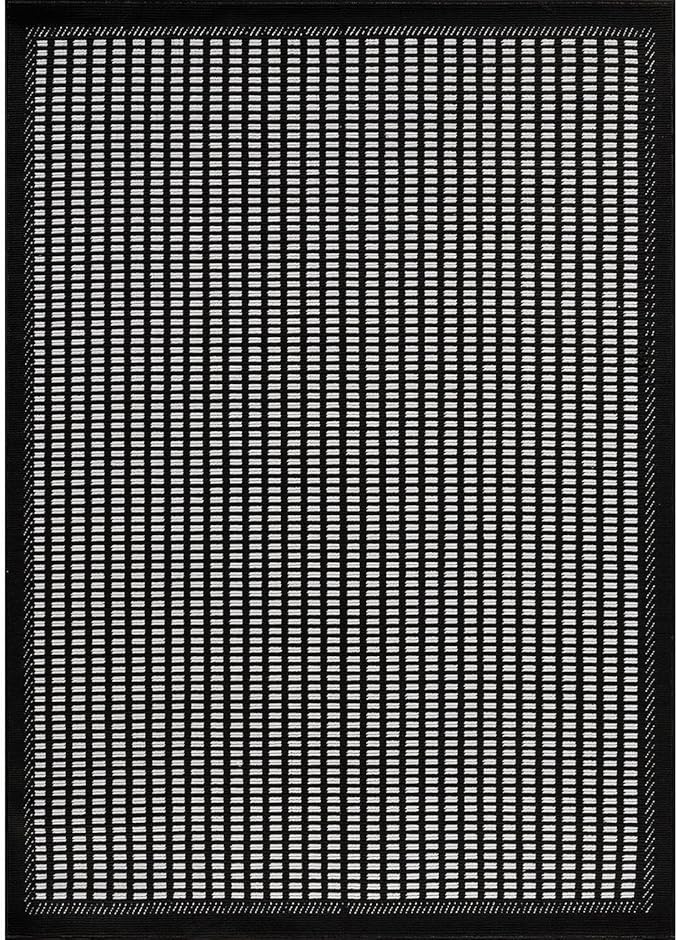 Beverly Rug Micro Loop Area Rug Black/White 6x9 Geometric Modern Luxury Zebra Durable Soft Indoor Rugs for Living Dining Room Office Stain Resistant Non Shedding Casual Indoor Carpet 6 x 9