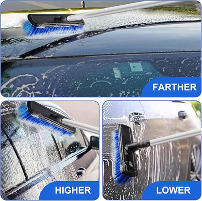 62" Car Wash Brush Mop with Long Handle, 10" Soft Bristle Scrub Scratch-Free Car Cleaning Brush Supplies Broom Kit for RV Boat Truck SUV, House Siding, Snow, Floors, Extension Aluminum Alloy