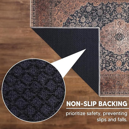 Keen Home Design 10x14 Rug - Machine Washable Area Rug with Non-Slip Backing, Ideal for Living Room, Dining Room, Bedroom - Vintage, Easy Clean, Durable, Low Pile Rug - (9'7" x 14')