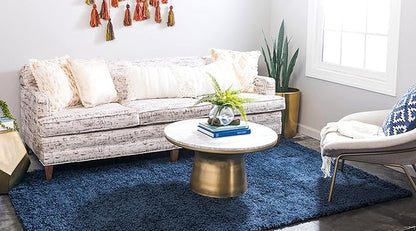 Unique Loom Solid Shag Collection Area Rug (5' 1" x 8' Rectangle, Sapphire Blue/ Navy Blue)