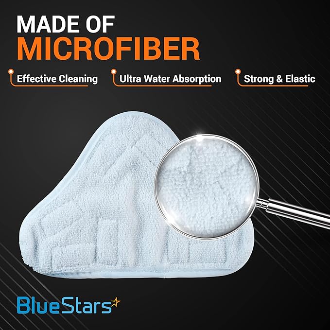 BlueStars 10-Pack H2OX5 Microfiber Steam Mop Pads Replacement – Compatible with H2O H20 Steam Mop X5 – Washable & Reusable, Exact Fit for H2O X5 Steam Cleaners