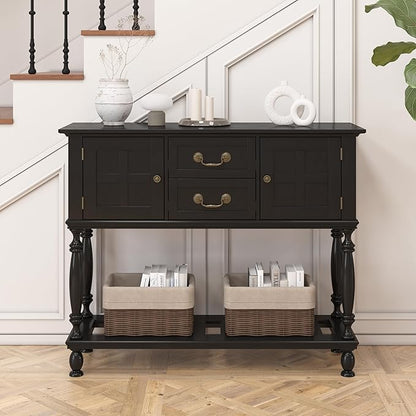 Console Table with Drawers, Vintage Entryway Tables with Storage and Shelf, Hallway Table with Turned Legs, Narrow Behind Couch Sofa Table for Entryway, Hallway, Living Room
