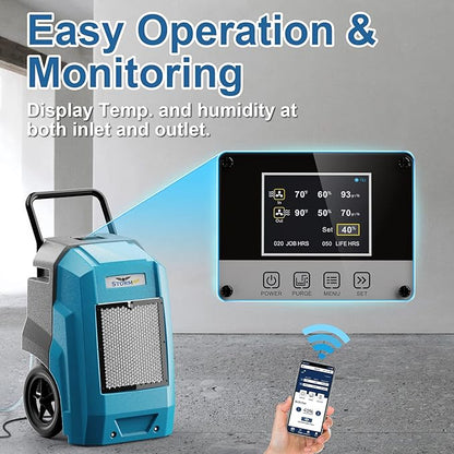 ALORAIR 180 Pints Smart WiFi LGR Commercial Dehumidifier with Pump Drain Hose, 2,300 Sq.Ft Dehumidifier Portable Industrial Dehu with Wheels for Water Damage Restore, Basements, Garages, and Job Sites