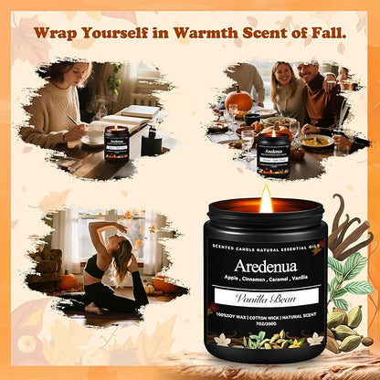 Odor Eliminating Candles | Vanilla Bean Scented Soy Candle for Home, Air Freshening & Cozy Vanilla Scent, Relaxing Home Scented Candles, Cozy Winter Candle Gift for Women & Men