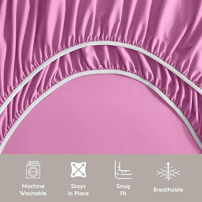 Nestl King Sheet Set - Luxury 1800 Ultra-Soft Microfiber King Bed Sheets - Double Brushed - Deep Pockets - Easy Fit - 4 Piece Set - Bedding Sheets & Pillowcases (King, Light Pink)