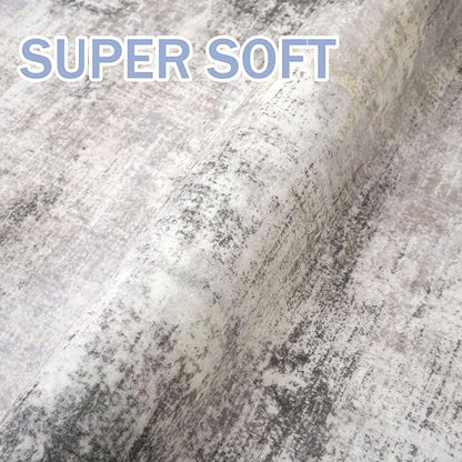 IOHOUZE Abstract Runner Rug 3x10 Ft Washable Runners for Hallways, Non Slip Kitchen Runner Printed Faux Wool Entryway Runner Indoor, Modern Abstract Floor Carpet for Hall Bedroom, Grey Beige