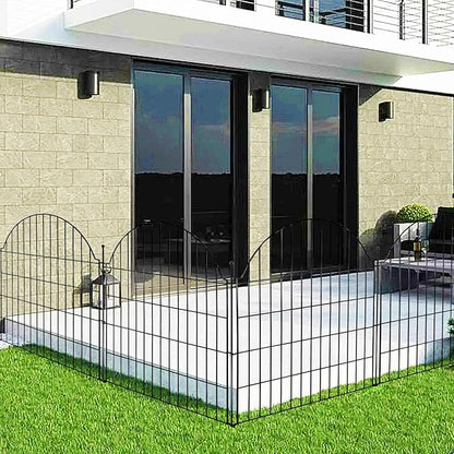 Decorative Metal Garden Fence 5 Panels, 32in (H) x 11.8ft (L) No Dig Dog Fence Outdoor for Yard, Temporary Rustproof Metal Wire Rabbit Dog Garden Border Fencing for Patio