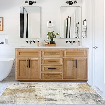 ReaLife Rugs Machine Washable Area Rug Runner - Living Room Bedroom Bathroom Kitchen Entryway Office - Padded Low Pile Stain Resistant Premium - Modern Abstract Contemporary - Quinn - Beige 2'6" x 8'