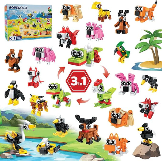 30 Pack Valentines Party Favors Building Set for Kids, 750 Pcs Mini Animal 3-in-1 Building Block Kit Sets, Classroom Goodie Bags Stuffers for Kid, Best Birthday Gifts for Boys Girls Ages 6+