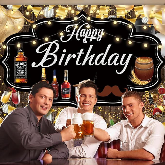 Whiskey Backdrop, 7x5FT Whiskey Background Banner for Men's Party Decorations