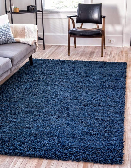Unique Loom Solid Shag Collection Area Rug (2' 2" x 3' 1" Rectangle, Sapphire Blue/ Navy Blue)