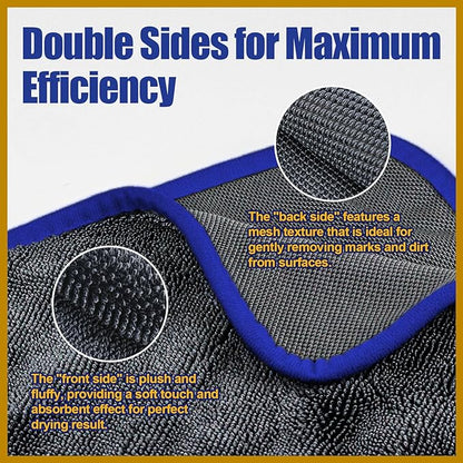 Airlab Microfiber Towels for Cars Wash Drying Extra Large Super Absorbent Cleaning Cloth Auto Detailing Ultra Soft, Lint-Free, Streak-Free, 35 x 24 Inch, Pack of 1, Grey-Blue, 600 GSM