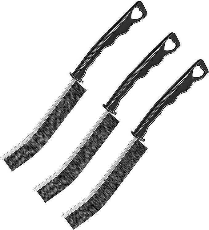 Multi Purpose Hard Bristle Crevice Cleaning Brush, Gap Cleaning Brush, Grout Brush, Kitchen Brush, Bathroom Crevice Brush for Toilet Thin Brush to Clean Tight Spaces (3-pcs)