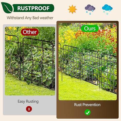 30ft x 22in Garden Fence Animal Barrier, 28 Panels No Dig Fence Border, Rustproof Metal Decorative Garden Fence with Ground Stake, Flower Bed Edging Border for Dog, Rabbit, Outdoor Yard Patio Decor