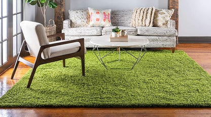 Unique Loom Solid Shag Collection Area Rug (8' Square, Grass Green)