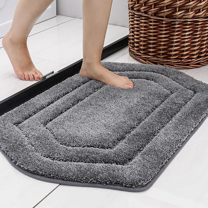 COSY HOMEER Extra Thick Bath Rugs for Bathroom - Anti-Slip Bath Linen Sets Mats Soft Plush Yarn Shaggy 100% Strong Polyeste Living Room Bedroom Water Absorbent(Grey,17x27 - Inches)
