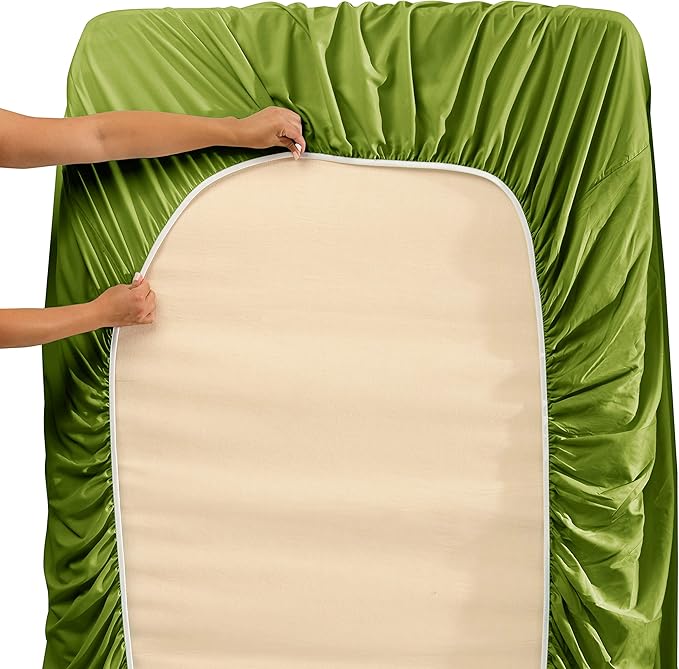 Nestl Full XL Sheet Set - Luxury 1800 Ultra-Soft Microfiber Full Extra Long Bed Sheets - Double Brushed - Deep Pockets - Easy Fit - 4 Piece Set - Bedding Sheets & Pillowcases (Full XL, Calla Green)