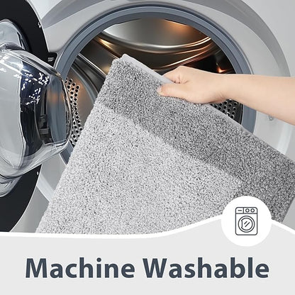 Bathroom Rugs U-Shaped 20" x 24", Non-Slip Extra Soft Absorbent Bath Rugs, Machine Washable Quick Dry Bath Mats for Toilet Base, Light Grey & Grey