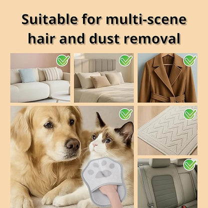 2025 Upgrade Electrostatic Pet Hair Removal Glove, A Reusable Pet Hair Remover Tool for Cats, Dogs, Clothing, Couches, Carpets(Gray Glove, Dog Keychain)