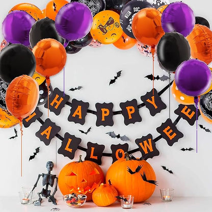 TONIFUL 30Pcs 18 Inch Black Orange Purple Round Shape Foil Balloons Big Circle Helium Mylar Ballons for Birthday Wedding Halloween Baby Shower Anniversary Engagement Party Decor Supplies
