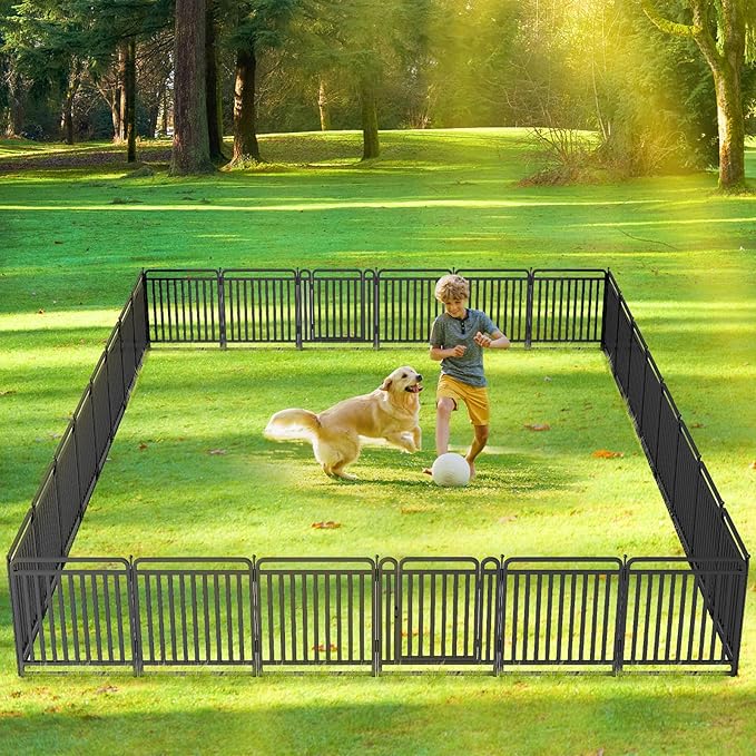 New Thickened Version Dog Playpen, 32 Inch Dog Fences for The Yard, Portable Outdoor Dog Playpen for Large/Medium/Small Dogs, Foldable Metal Dog playpen, with Doors (8 Panels)