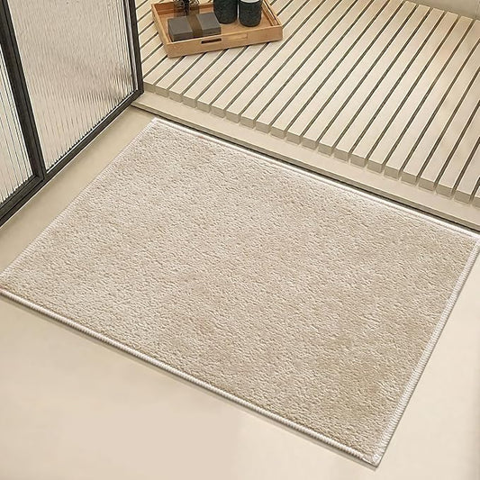 Bath Mat-Non-Slip Bathroom Floor Mats-Absorbent Quick Dry Low Pile Bathroom Rugs Fit Under Door-Bath Rug for Sink,Bathtub,Shower Room,20"×32",Light Coffee