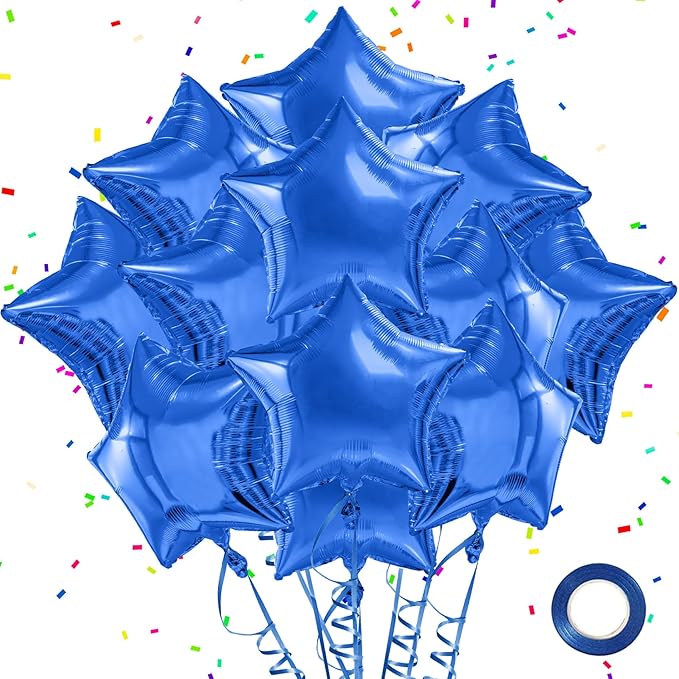 Blue Balloons Star Balloons Graduation Foil Balloon Mylar Helium Metallic 12pcs 18 Inch Arch Kit Blue Birthday Decorations Room Decor Party Decorations Baby Shower Anniversary Wedding Halloween