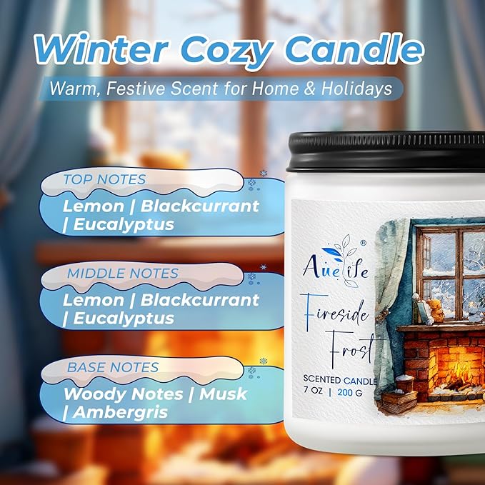 Winter Candles | Eucalyptus & Cedar Scented Soy Candle - Winter Aromatherapy Candles for Relaxing Home Décor, Cozy Holiday Gift for Women & Men, Long Lasting Clean Burn Candle